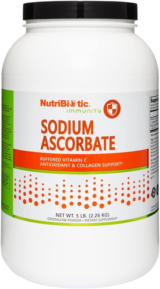 NutriBiotique - Poudre de vitamine C tamponnée d'ascorbate de sodium, 5 Lb, végétalien, non acide et plus facile à digérer que l'acide ascorbique.