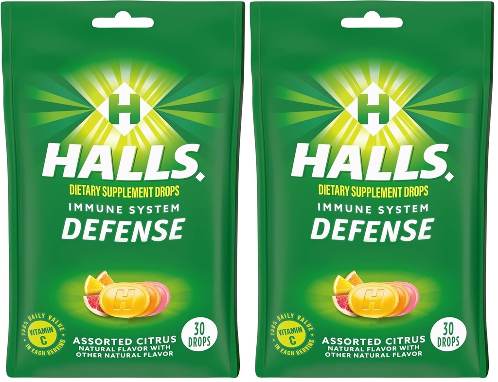 Halls Toux gouttes, agrumes assortis, 30-ct (paquet de 2)