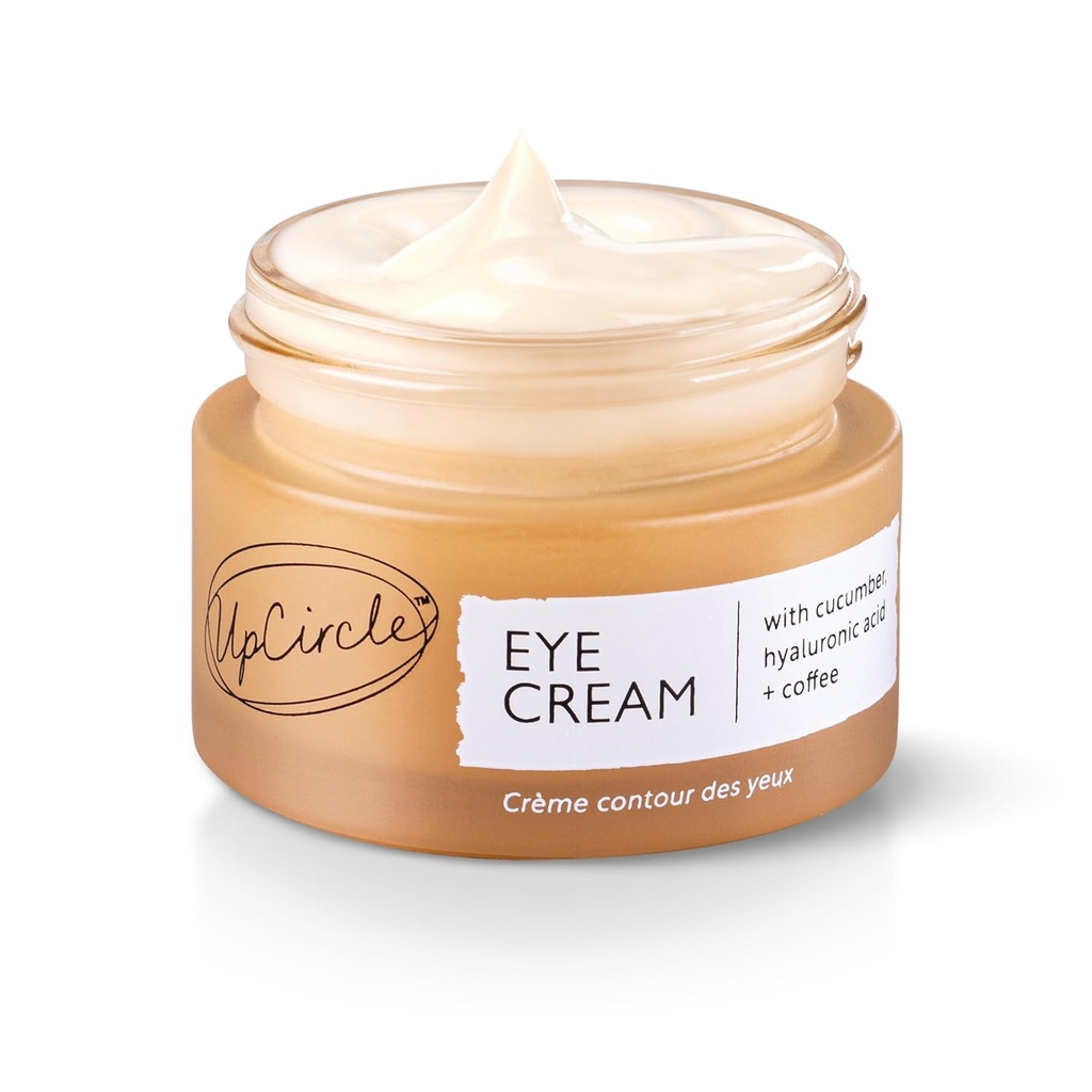 Crème oculaire avec café et acide hyaluronique 0.5 FL OZ - Pour les cercles sombres, puffines + rides - Glycérine, érable et extrait de concombre - naturel, végétalien + sans cruauté