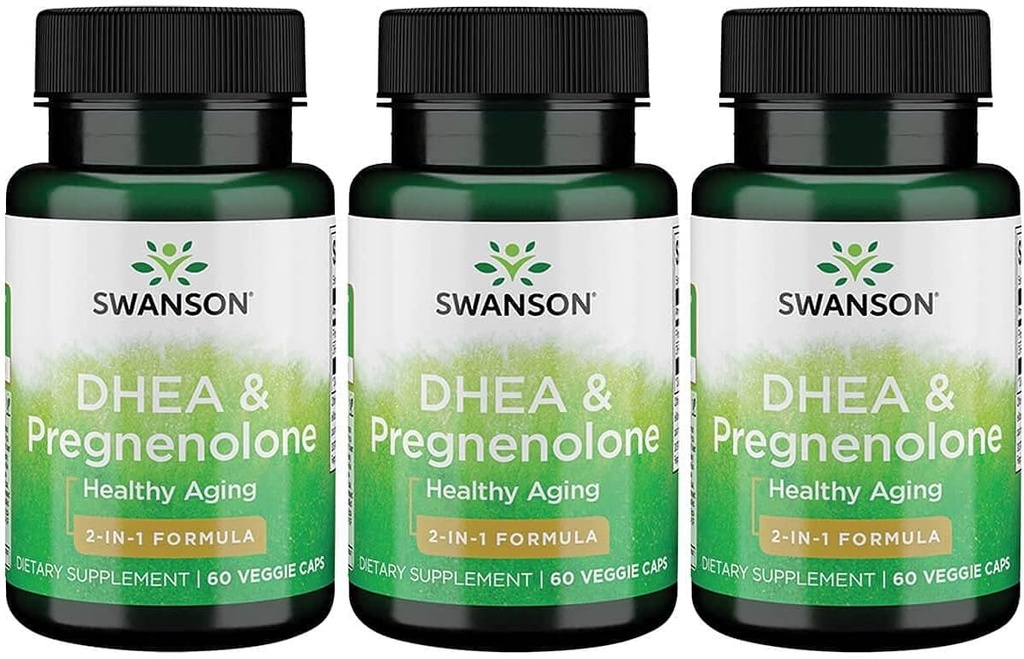 Swanson Dhea et Pregnenolone Complex 60 gélules de légumes (3 boîtes)