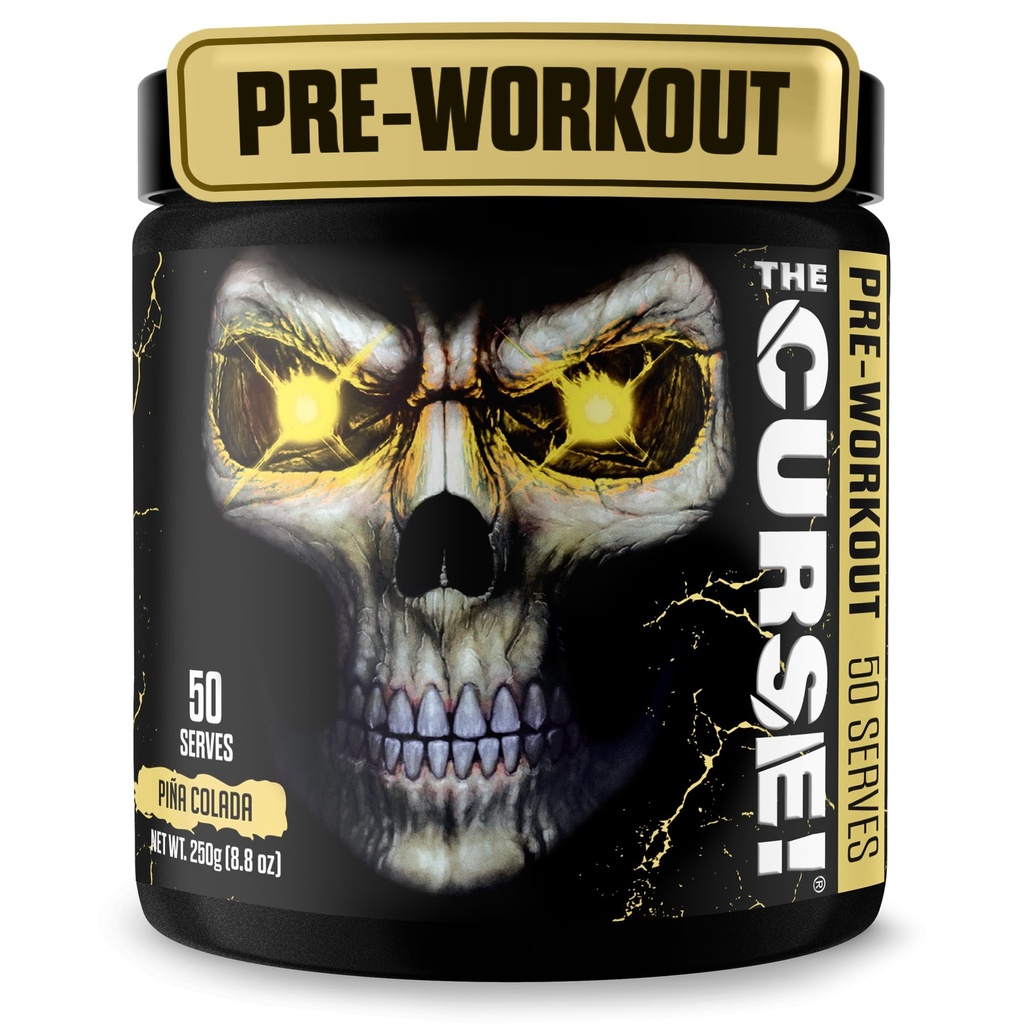 JNX SPORTS La Malédiction ! Poudre de préparation pour hommes et femmes, caféine, bêta-alanine, créatine, L-citrulline, 50 portions, Pina Colada Flavor – Boost Energy, Strength & Focus