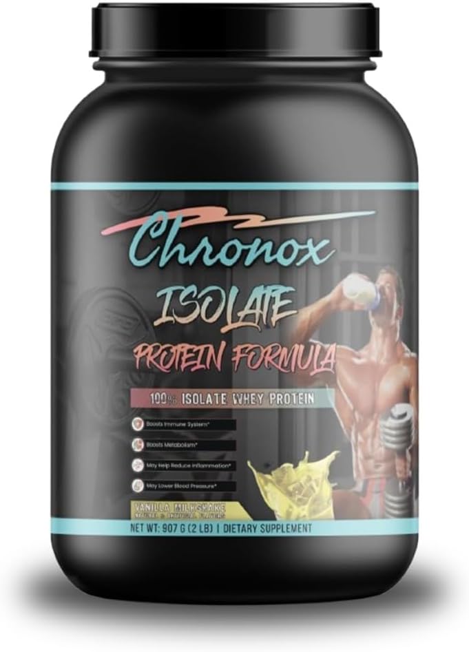 Chronox 100% poudre de protéines de lactosérum - Poudre de protéines pour le gain musculaire - Poudre de lactosérum isolée - Vanille pour pré et post-entraînement Muscle Builder - (2 LB)