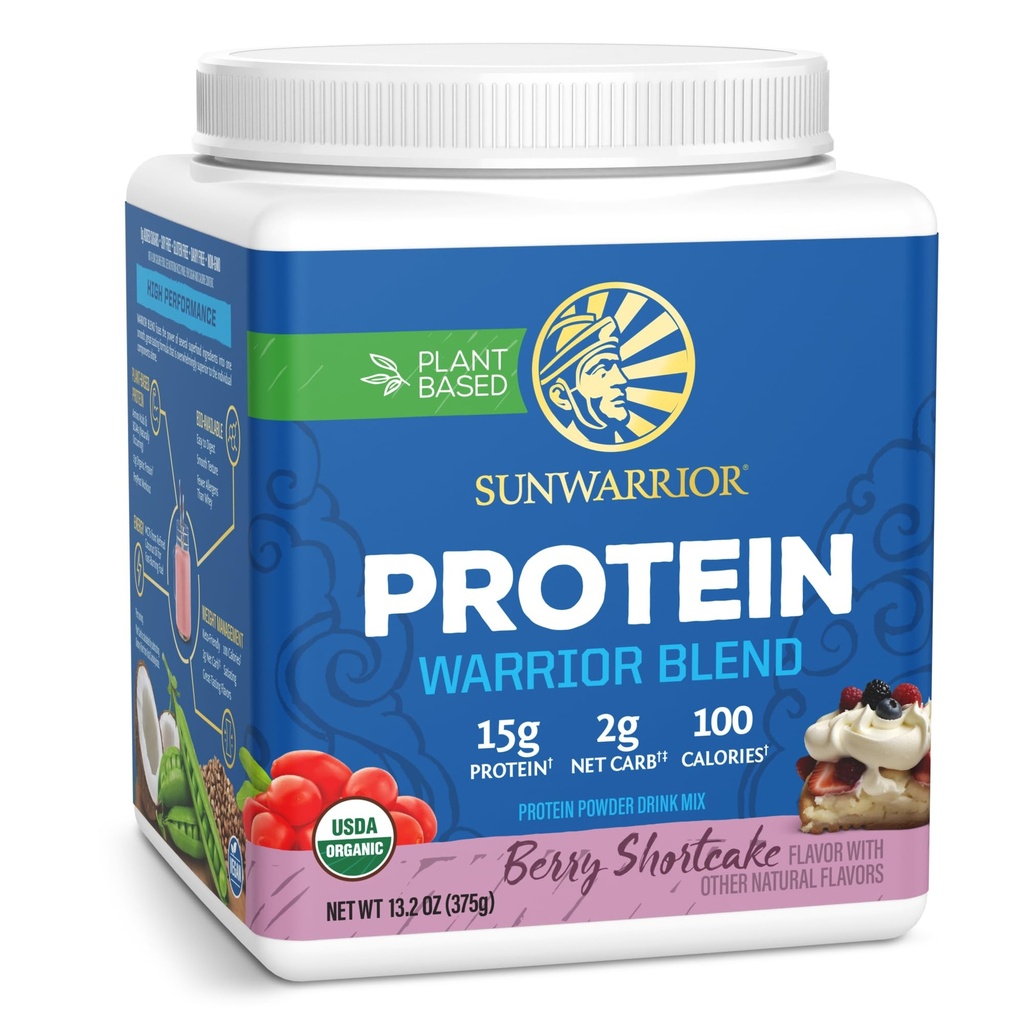 Poudre de protéine végétalienne avec BCAA-Baca Protéine de chanvre biologique Sans gluten Sans OGM Sans lait Sans sucre de soja Sans glucide Poudre de protéine à base de plantes de Berry 15 SRV 375 G.