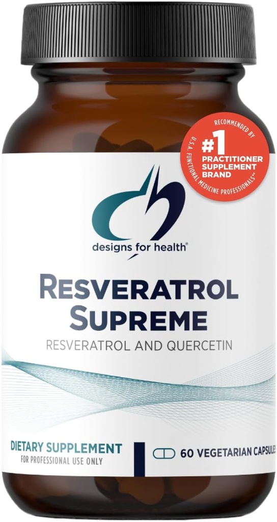 Designs for Health Resveratrol Supreme - Trans Resveratrol from Japanese Knotweed + Quercetin - Healthy Aging + Cardiovascular Support Supplement, Non-GMO (60 Capsules)