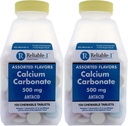 Calcium 500 mg Générique pour Tums Assortiment de fruits Comprimés à croquer Aromatisés Force régulière Antiacide pour l'indigestion acide, brûlures d'estomac, stomach acide 150 Comprimés à croquer par boîte de 2 bouteilles