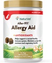 NaturVet Aller-911 Aide à l'allergie avancée pour chiens, chats – Supplément pour animaux de compagnie antioxydants avec Omégas, DHA, EPA – Aide à soutenir le système immunitaire des chiens, santé respiratoire des chats, humidité de la peau 180 chews doux