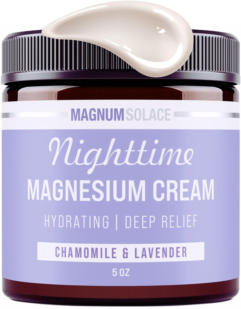 Lotion de magnésium – Crème de magnésium nocturne – Appliquer sur les jambes, les bras ou la poitrine - Chlorure de magnésium topique – États-Unis Fabriqué et sans danger pour les enfants (Camomille Lavande)