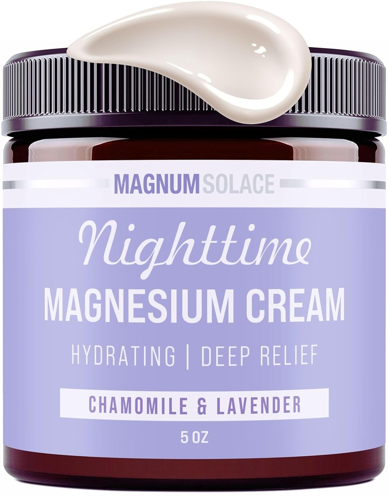Lotion de magnésium – Crème de magnésium nocturne – Appliquer sur les jambes, les bras ou la poitrine - Chlorure de magnésium topique – États-Unis Fabriqué et sans danger pour les enfants (Camomille Lavande)