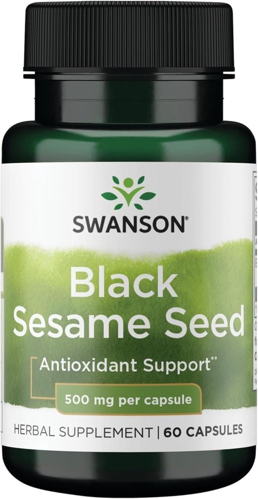 Swanson Full Spectrum Black Sesame Seed 500 Milligrams 60 Capsules