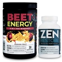 Nutrologie Beet Natural O2, pré-entraînement poudre, énergie, endurance et oxyde nitrique booster avec poudre de betterave, saveur de fruits de la passion (30 portions) Supplément de magnésium naturel Zen (30 portions)