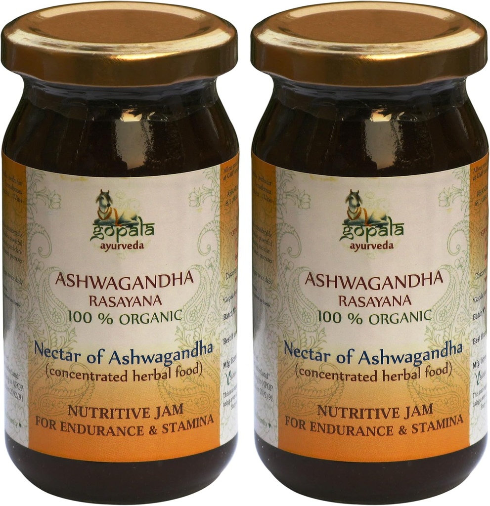 Gopala Ayurveda Ashwagandha Rasayana 250g - Jambon ayurvédique à base de plantes biologiques certifiées 100% USDA (paquet de 2)