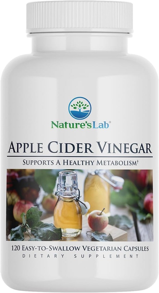 Lab de la nature vinaigre de cidre de pomme 1200mg avec chrome - 120 capsules (60 jours d'approvisionnement)