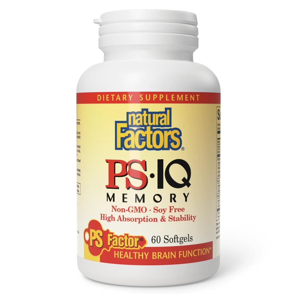 Natural Factors - PS-IQ Memory 25mg, Supports Healthy Brain Function, 60 Soft Gels