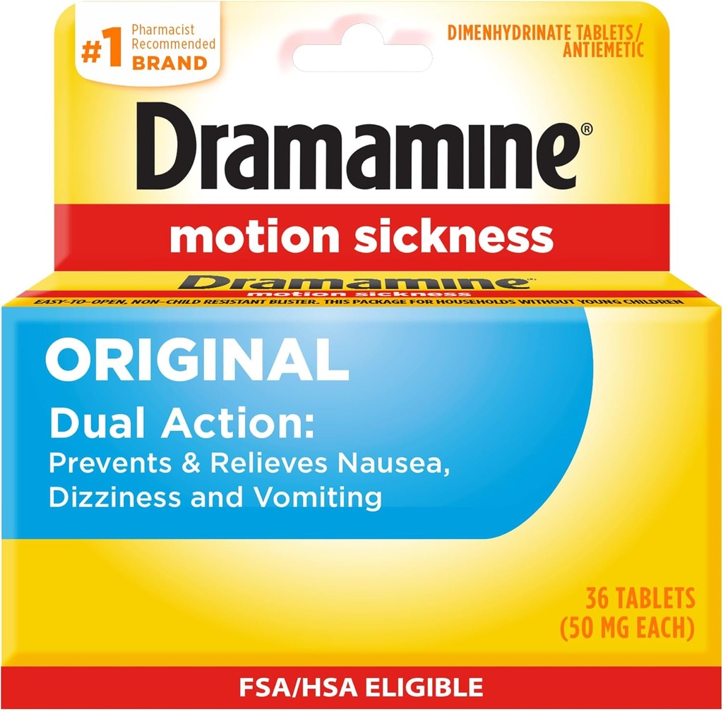 Dramamine Original, Motion Sickness Relief, 36 Count