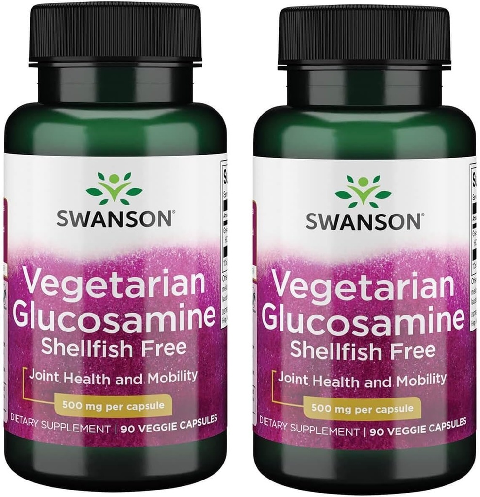 Swanson Glucosamine végétarienne - Sans mollusques 500 Milligrammes 90 Capsules de légumes (2 Pack)
