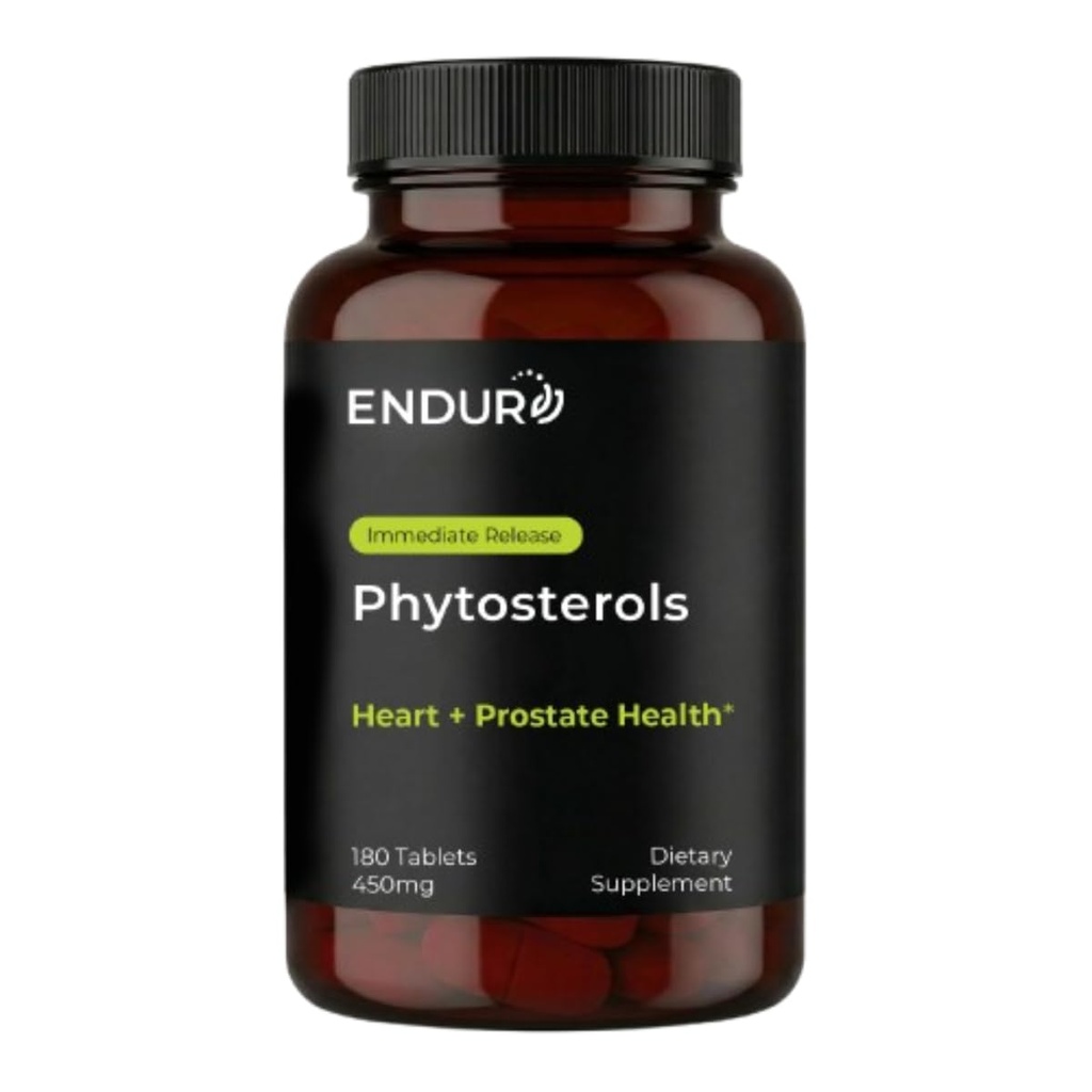Endur Phytostérols, favorise la santé du coeur et de la prostate pour les hommes, aide à bloquer le cholestérol Absorption et soutien confort urinaire, 450mg (180 comprimés)