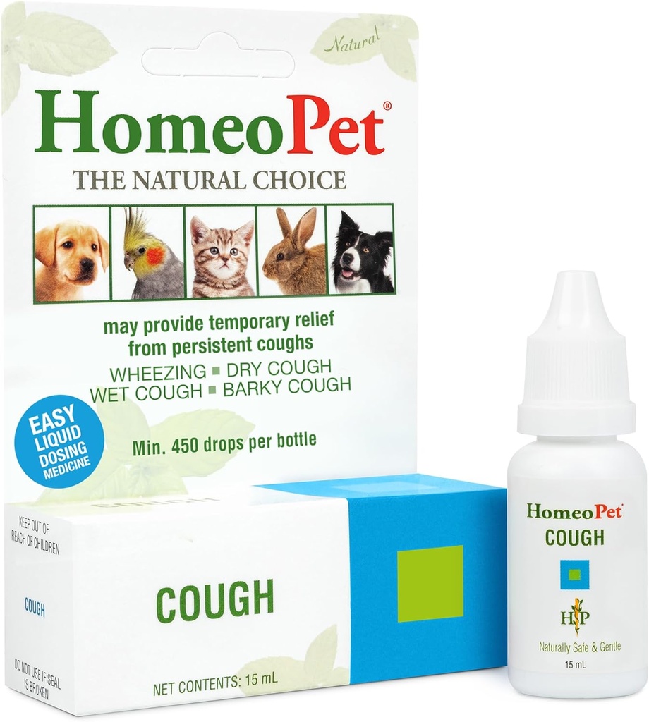 HomeoPet Toux, Supplément de Toux Sûre et Naturelle pour chiens, chats et petits animaux, 15 Milliliters