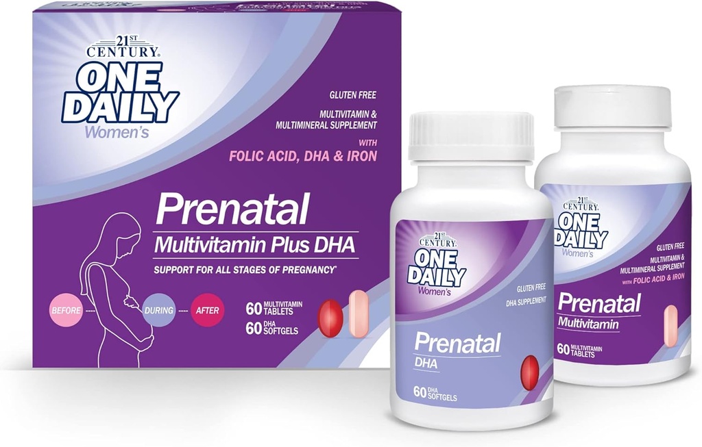 21e siècle Prénatal avec DHA, comprimés et softgels, 120 comtes