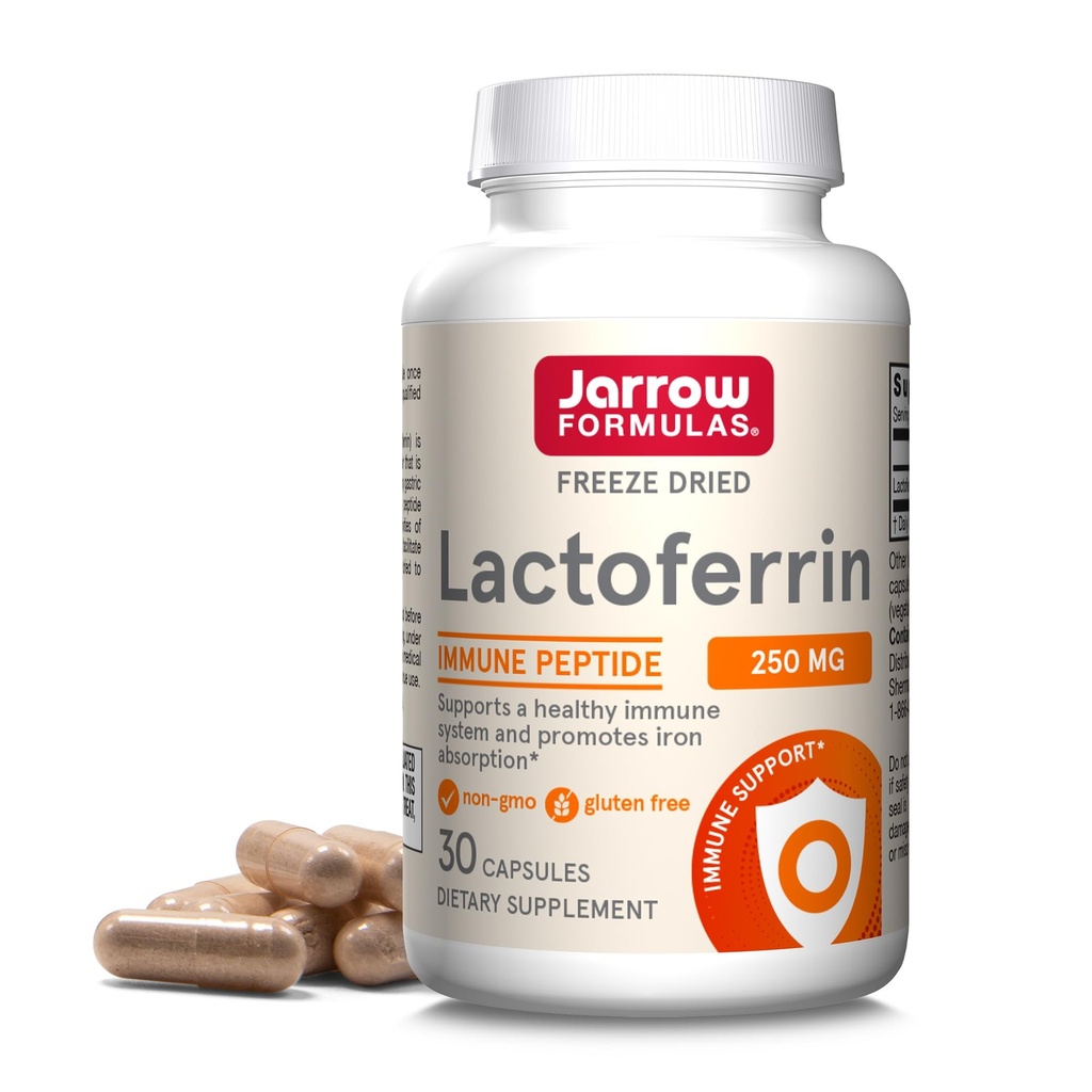 Formules de collage Lactoferrine 250 mg - Glycoprotéine à support immunitaire - pour un système immunitaire sain Soutien et absorption de fer - Séchage surgelé - Sans gluten - Non-OGM - 30 capsules (servis)