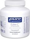 Encapsulations pures Ester-C & Flavonoïdes - Supplément de vitamine C pour les antioxydants - Immune et soutien vasculaire* avec Calcium et Rutin - Gentle on Digestion - Vegan & Non-OGM - 180 Capsules