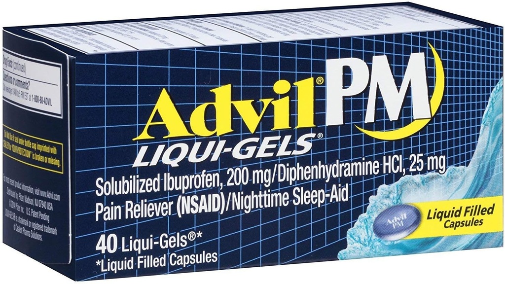 Advil PM Liqui-Gels douleur nuit sommeil, 40 Liqui-Gels (paquet de 2)