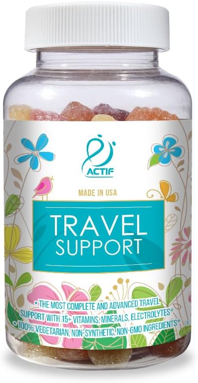 ACTIF Travel Mega Support avec plus de 15 facteurs avancés – Non-OGM, Fast-Activing, Made in USA, 90 Gummies
