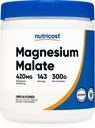 Poudre de malate de magnésium Nutricost (300g) - 420mg de magnésium par portion - Non-OGM, sans gluten