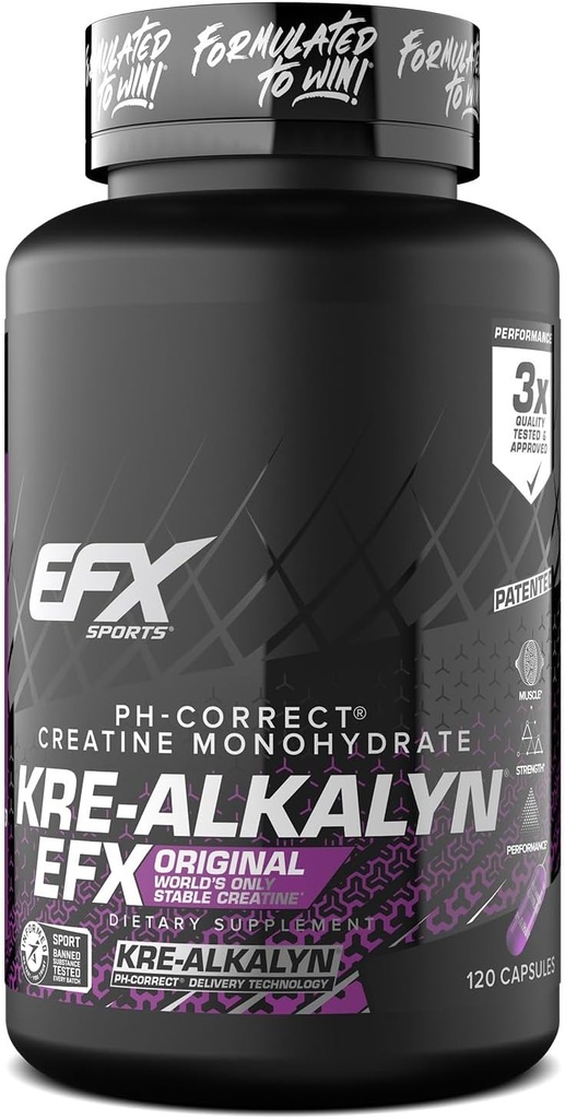 EFX Sports Kre-Alkalyn EFX. pH correct Supplément de pilule monohydraté de créatine.