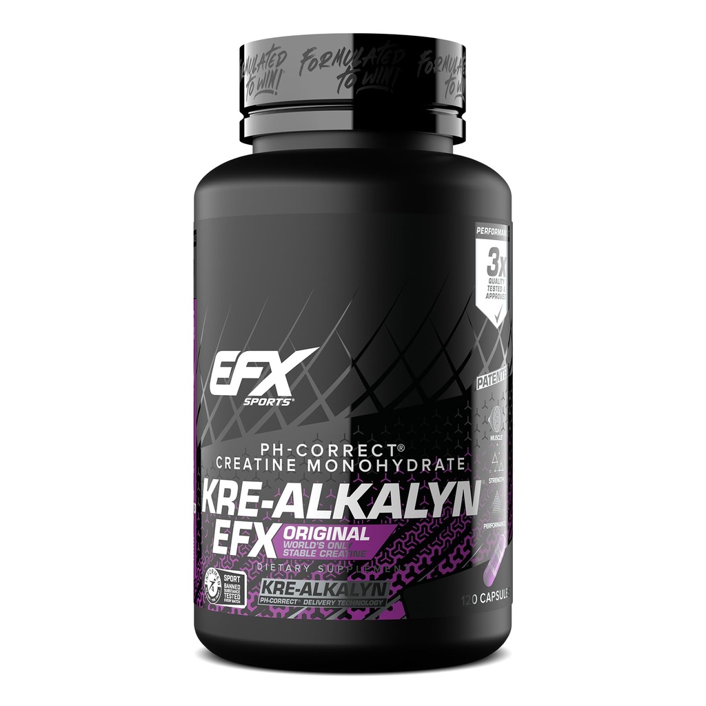 EFX Sports Kre-Alkalyn EFX. pH correct Supplément de pilule monohydraté de créatine.