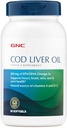 GNC Cod Liver Oil Omega 3 Supplement, 260mg EPA and DHA, Supports Heart, Brain, Skin, Eye and Joint Health, 90 Softgels