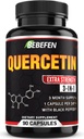 BEBEFEN Capsules Quercetin - 7050mg Pilules de formule avec extrait de poivre noir - 90 Capsules Pilules Quercetin pour soutenir la santé immunitaire et la santé cardiovasculaire - Approvisionnement de 3 mois