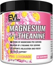 Evlution Nutrition Magnesium + L-Theanine - Natural Relaxation & Focus Support - 200mg Magnesium + 100mg L-Theanine - Vegan & Non-GMO - Powder Dietary Supplement - 30 Servings - Pink Lemonade