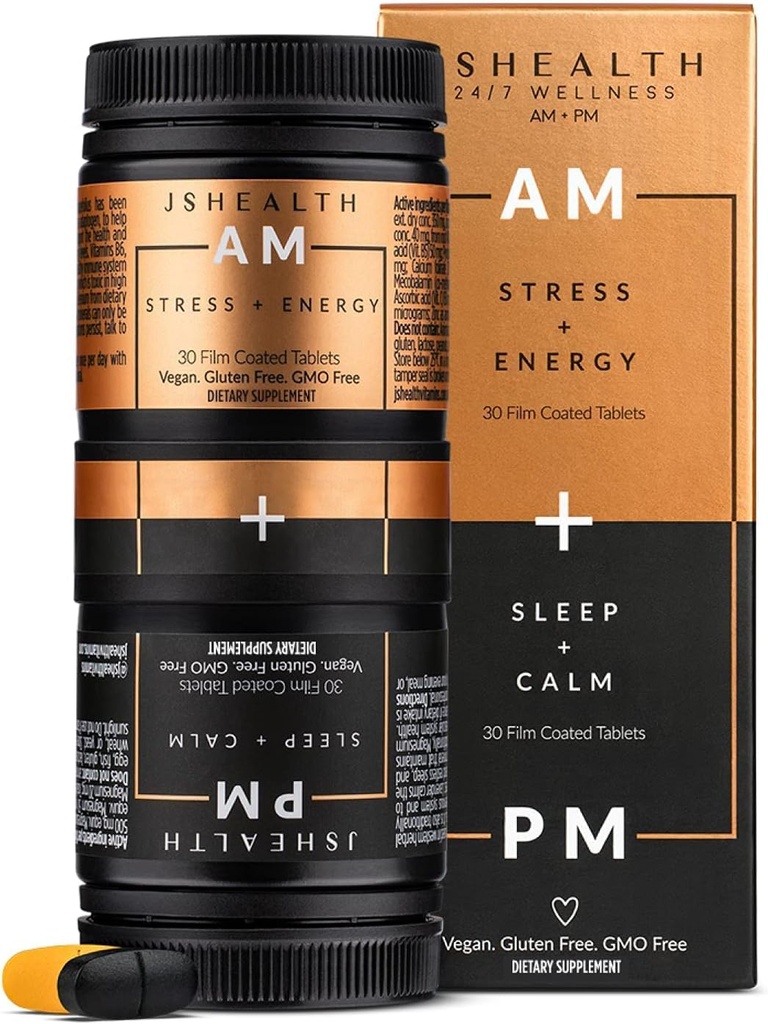 JSHealth Vitamines, AM + PM Formule de multivitamine quotidienne pour les femmes et les hommes (60 comprimés, 30 jours d'approvisionnement)