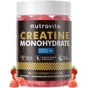 Nutravita Gummy Créatine certifié NSF - Gummes monohydratés créatine pour les hommes et les femmes-5g de monohydrate de créatine par portion - sans sucre, végétalien, goût de fraise, 120 comte