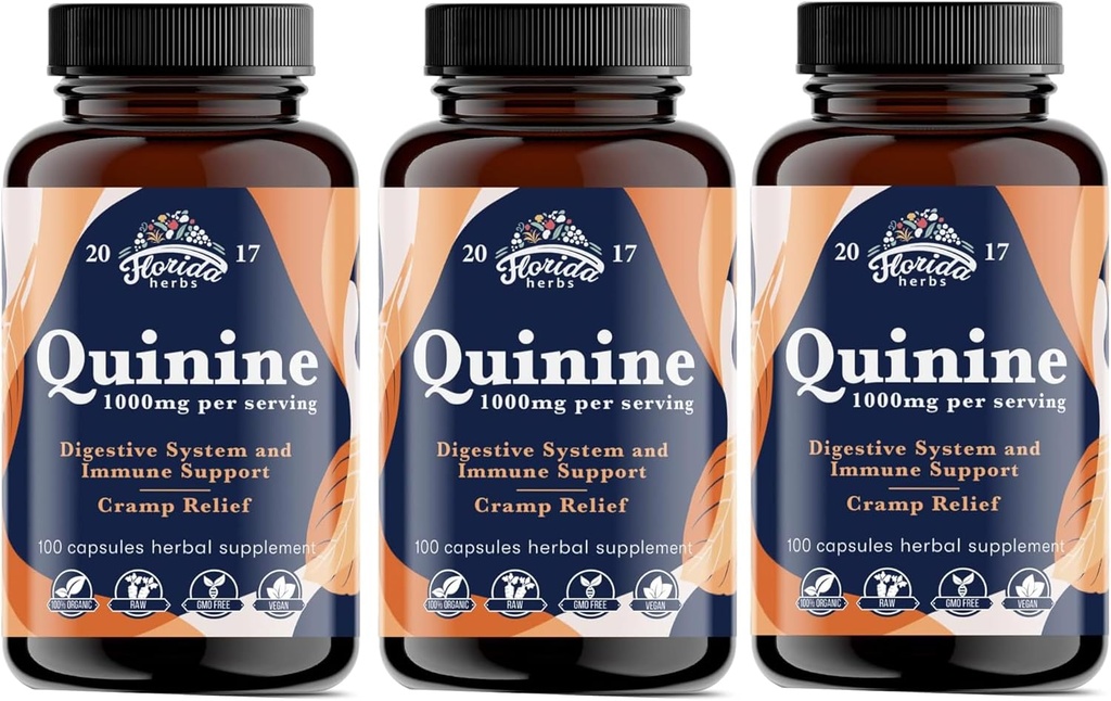 Leg Cramps Support Organic Pills - 1000 mg - Quinine Tablets for Cramp Defense - Cinchona Bark Herb Supplement - Quinine Capsules for Muscle Cramp - Made in USA - 1000 mg (330 Count)