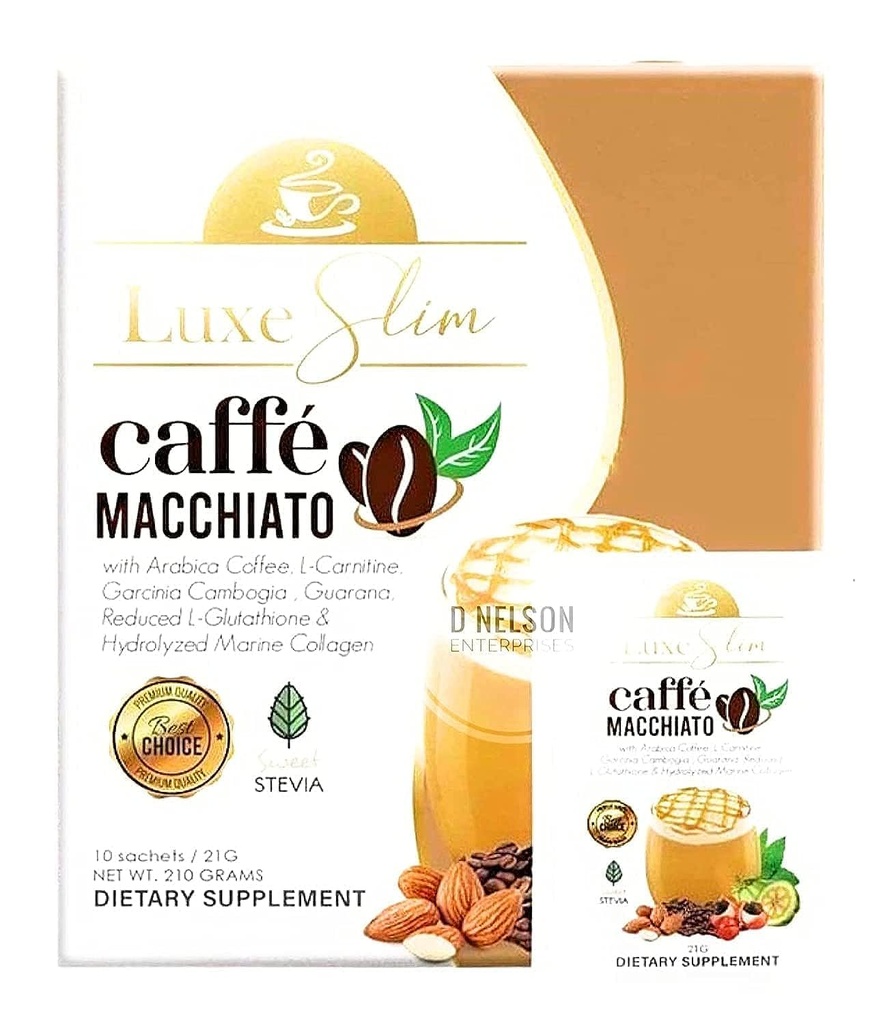 Luxe Slim Cafe Macchiato avec collagène et glutathion hydrolysé, 21g x 10 sachets, 0.74 Ounce (paquet de 10)