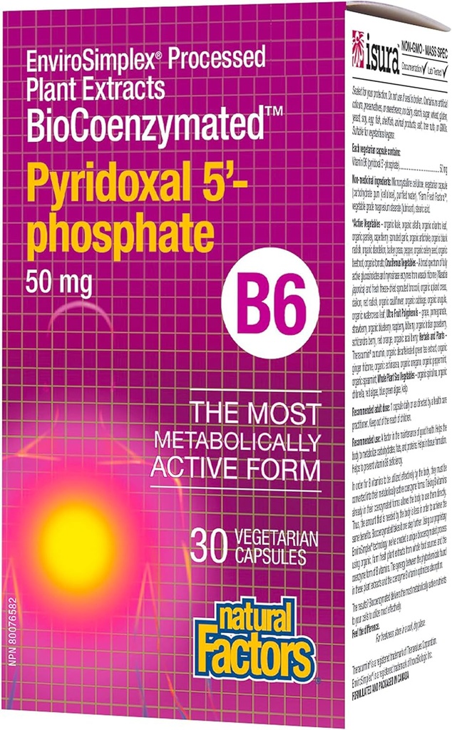 Facteurs naturels BioCoenzymes Pirodoxal 5'-Phosphate 50mg 30 VCaps