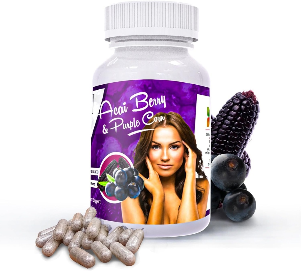 Acai Berry avec des capsules de maïs violet l Resvératrol et des anthocyanes Source l Sikyriah
