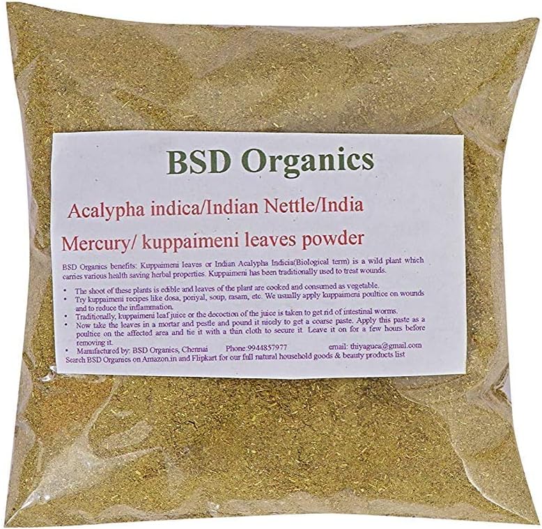 Feuilles Poudre d'Acalypha Indica/Nettle/Indian Mercury/Indian Copperleaf/kuppaimeni (200 grammes / 7 once)