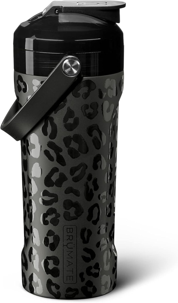 BrüMate MultiShaker Blender Shaker Bottle | 100% Leakproof Insulated Stainless Steel | Pre Workout and Protein Shaker Bottle for the Gym | 26oz (Onyx Leopard)