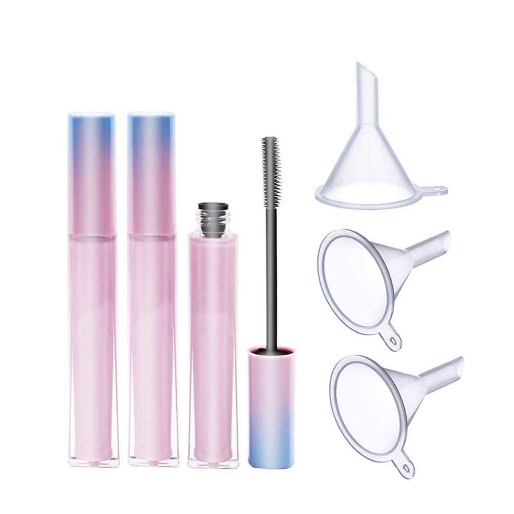 3 pièces 7ml de luxe de tubes vides de Mascara réutilisables avec la baguette de cils de bouteille vide conteneur pour l'huile de croissance de cils de Mascara avec pinceau et 3 entonnoirs