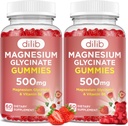Magnésium Glycinat Gommies 500mg pour adultes et enfants Supplément de magnésium avec vitamine B6-Gommies calmantes naturelles-Calme Mood, Muscle & Sleep Support-Strawberry Flavor, 120 Gommies