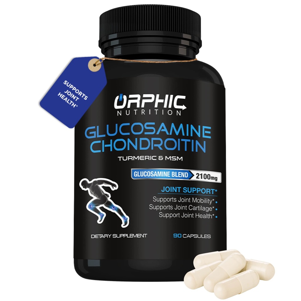 NUTRITION ORPHIQUE Glucosamine Chondroiting MSM 2100MG (90 capsules) - Supplément de soutien conjoint pour les hommes et les femmes* - Soutiens Cartilage et mobilité conjoints