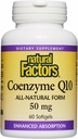 Facteurs naturels Coenzyme Q10 - Supplément de soutien aux antioxydants soutient la production d'énergie cellulaire - Meilleures aides à l'absorption Fonction cardiaque saine - 50 mg, 60 Softgels (60 portions)
