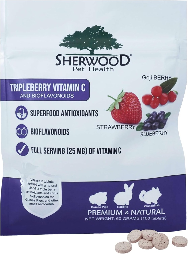 Tripleberry Vitamine C et bioflavonoïdes par Sherwood Pet Health (100 comprimés - 60 grammes)