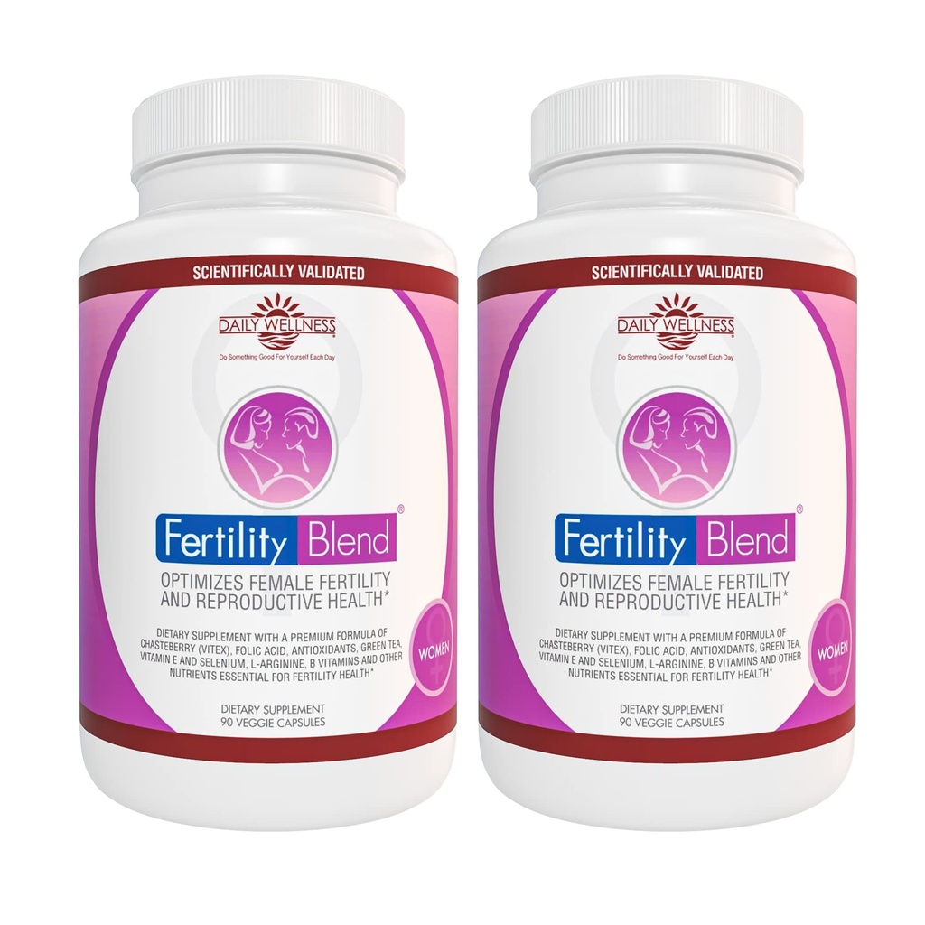 Daily Wellness Mélange de fertilité pour les femmes - Suppléments de fertilité pour les femmes, Conception Fécondité Vitamines prénatales, Essayer de concevoir des suppléments de progestérone, Pills de soutien à la conception de cycle - 2 Pack