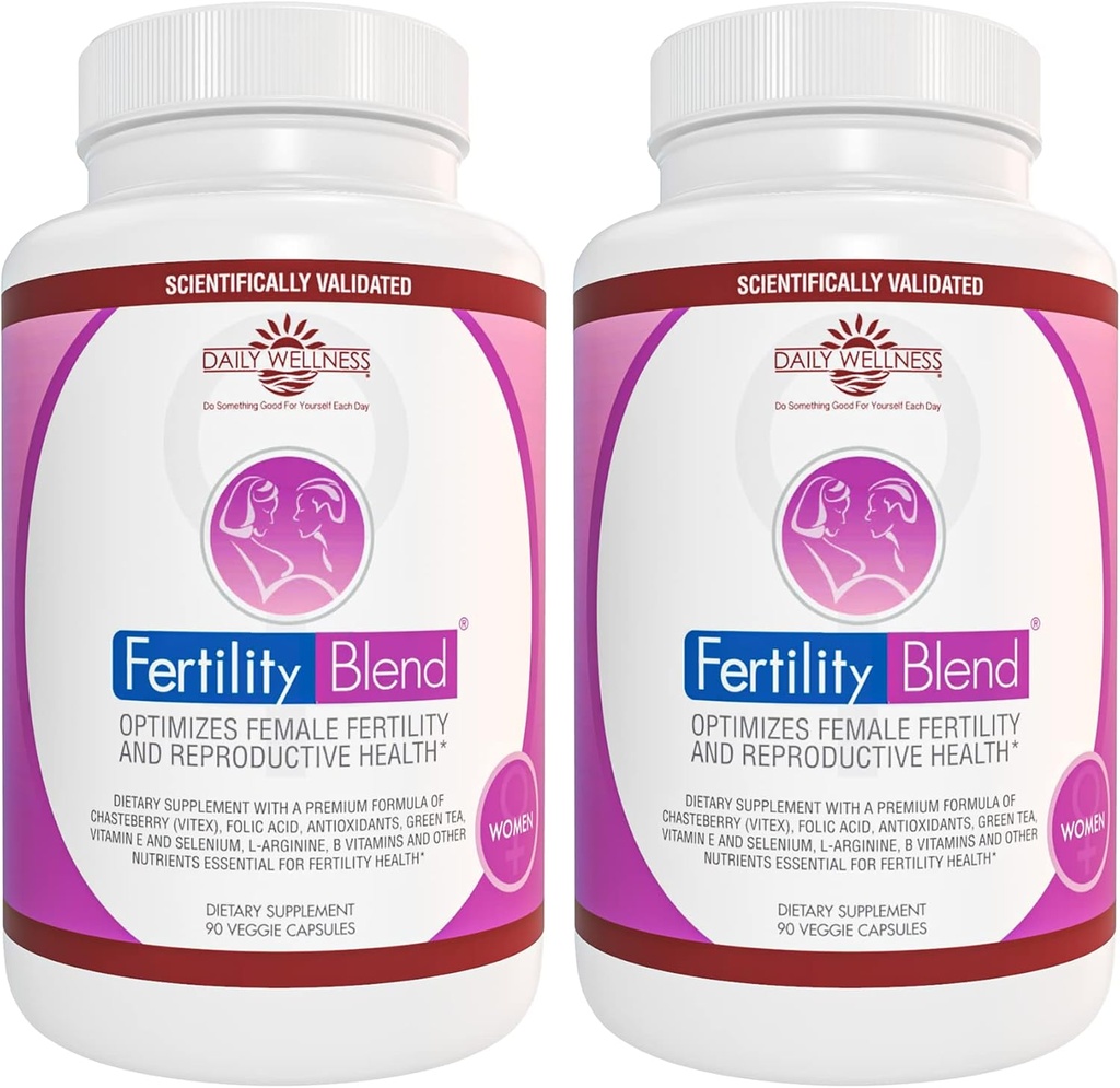 Daily Wellness Mélange de fertilité pour les femmes - Suppléments de fertilité pour les femmes, Conception Fécondité Vitamines prénatales, Essayer de concevoir des suppléments de progestérone, Pills de soutien à la conception de cycle - 2 Pack
