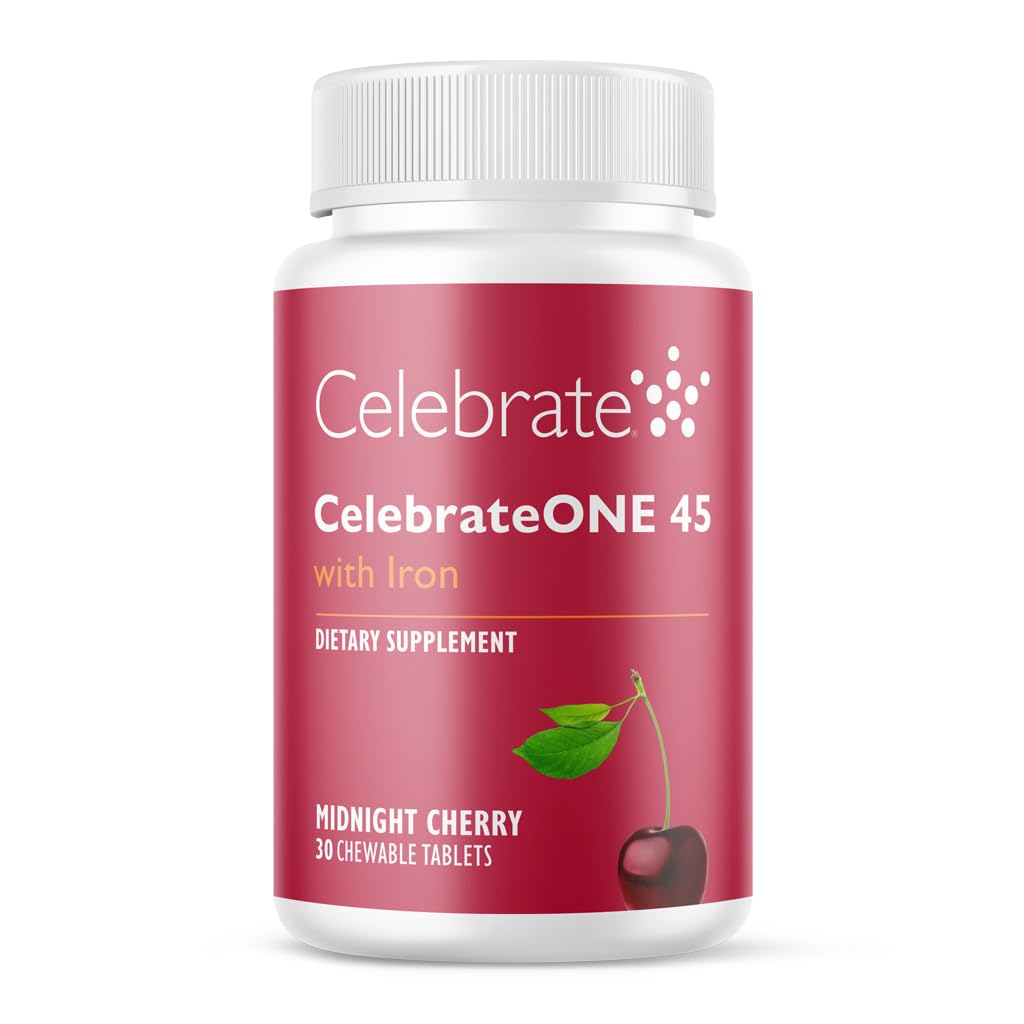 Célébrez les vitamines Célébrez L'ONE 45 Chewables, 45mg Fer - Une fois par jour Multivitamine bariatrique, Vitamines et minéraux essentiels - Supplément de gastrectomie par pont gastrique et manches - Cerise (30 comprimés)