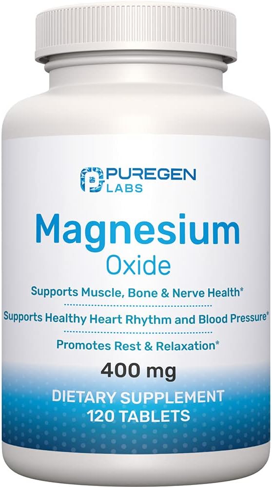 Magnesium 400mg [High Potency] Supplement – Magnesium Oxide for Immune Support, Muscle Recovery, Leg Cramps and Relaxation 120 Tablets