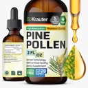 BIO KRAUTER Pine Pollen Teinture - Pine Pollen Poudre Extrait liquide pour le soutien immunitaire - Sans alcool et sans sucre supplément naturel à base de plantes - 2 Fl.Oz.